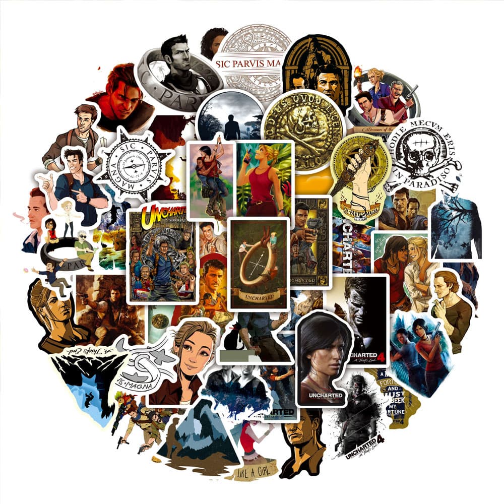 50pcs Uncharted 4 Graffiti Stickers Waterproof for Skateboard, Computer, Cup, Luggage Game Stickers