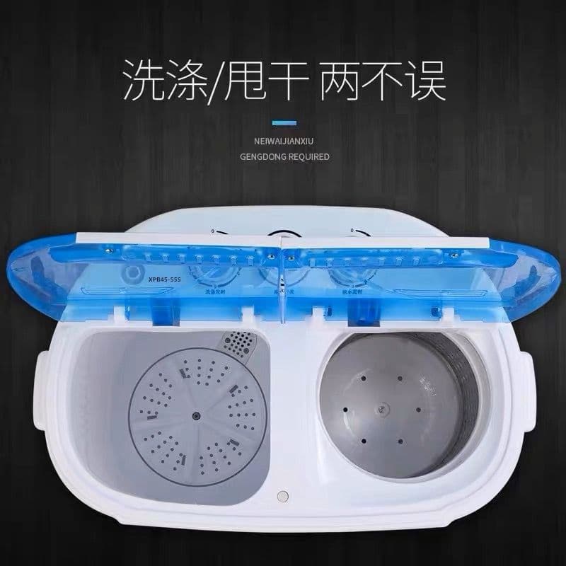 New Dual Tub Washing Machine, Twin Tub Semi-Automatic, Small Portable for Baby, Dorm, Apartment