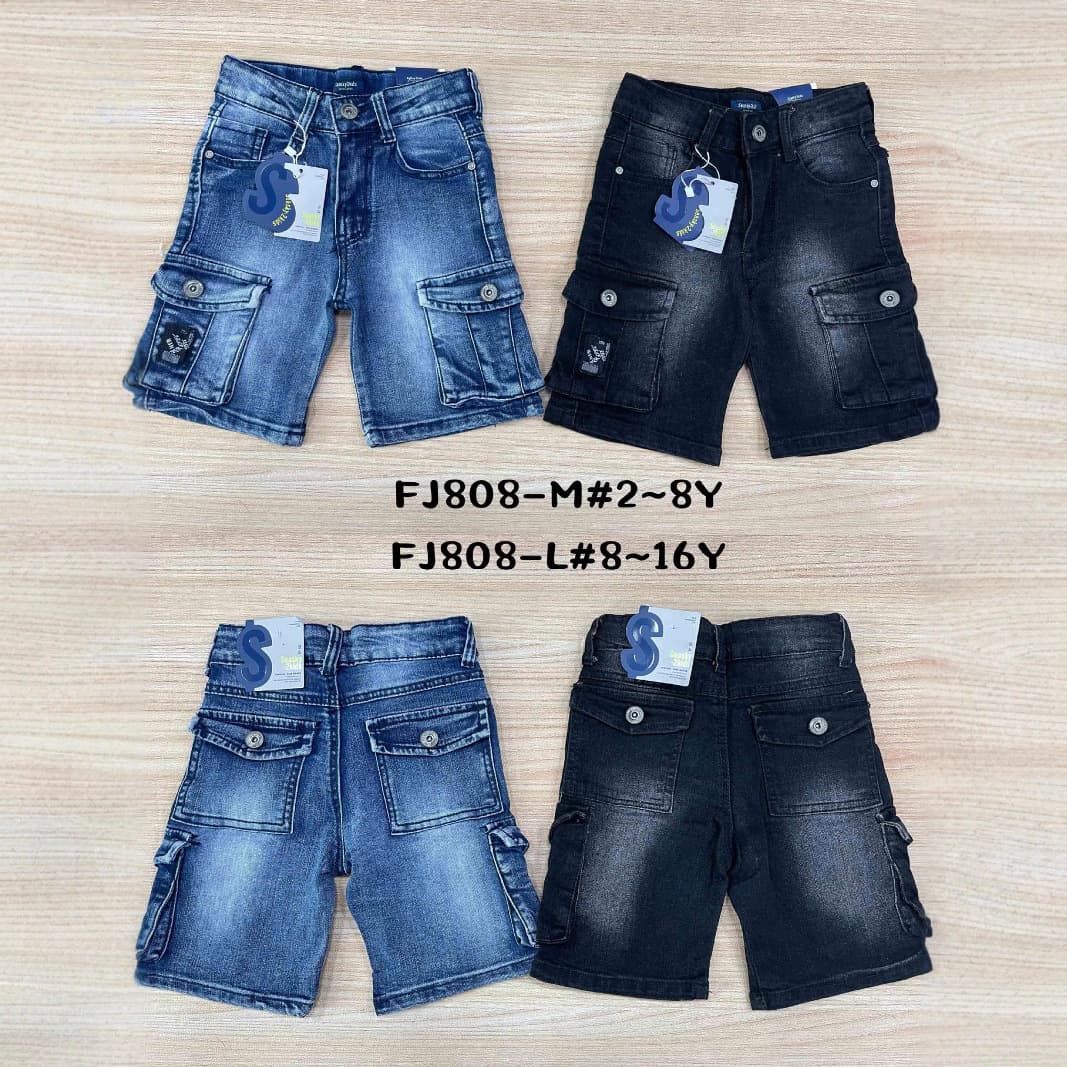 Children's Denim Foreign Trade Manufacturer Wholesale Middle Children's Casual Pocket Denim Shorts Summer Children's Denim Cargo Shorts