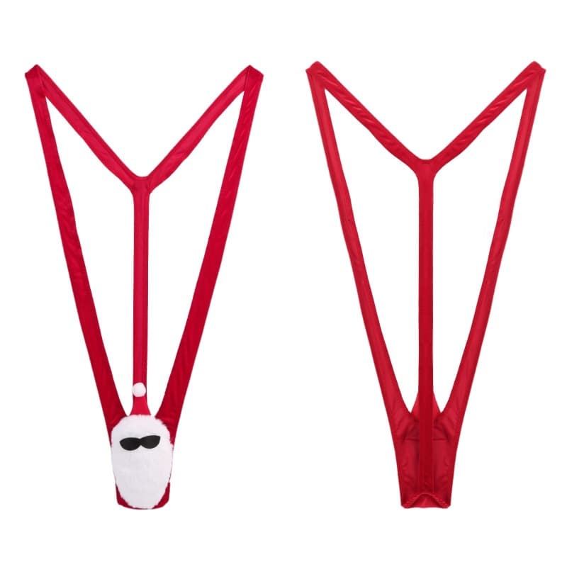 Christmas European and American Export Men's V-Shaped Suspenders Pants, Sexy Cute Cartoon Santa Claus Stretch Jumpsuit