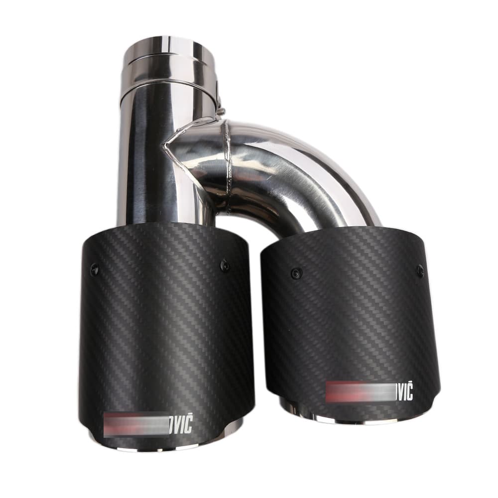 H-Type Scorpion AK Real Carbon Fiber Dual Outlet Exhaust Tip 63-89mm One-to-Two Real Carbon Fiber Dual Pipe Car Exhaust Tailpipe Mouth