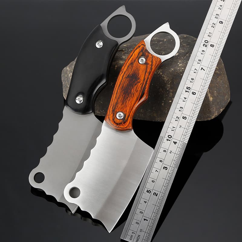 Tactical Field Fixed Blade Knife Multi-Function Hunting Knife Outdoor Tool Non-Folding Knife Camping Cooking Portable Color Wood Handle Small Kitchen Knife