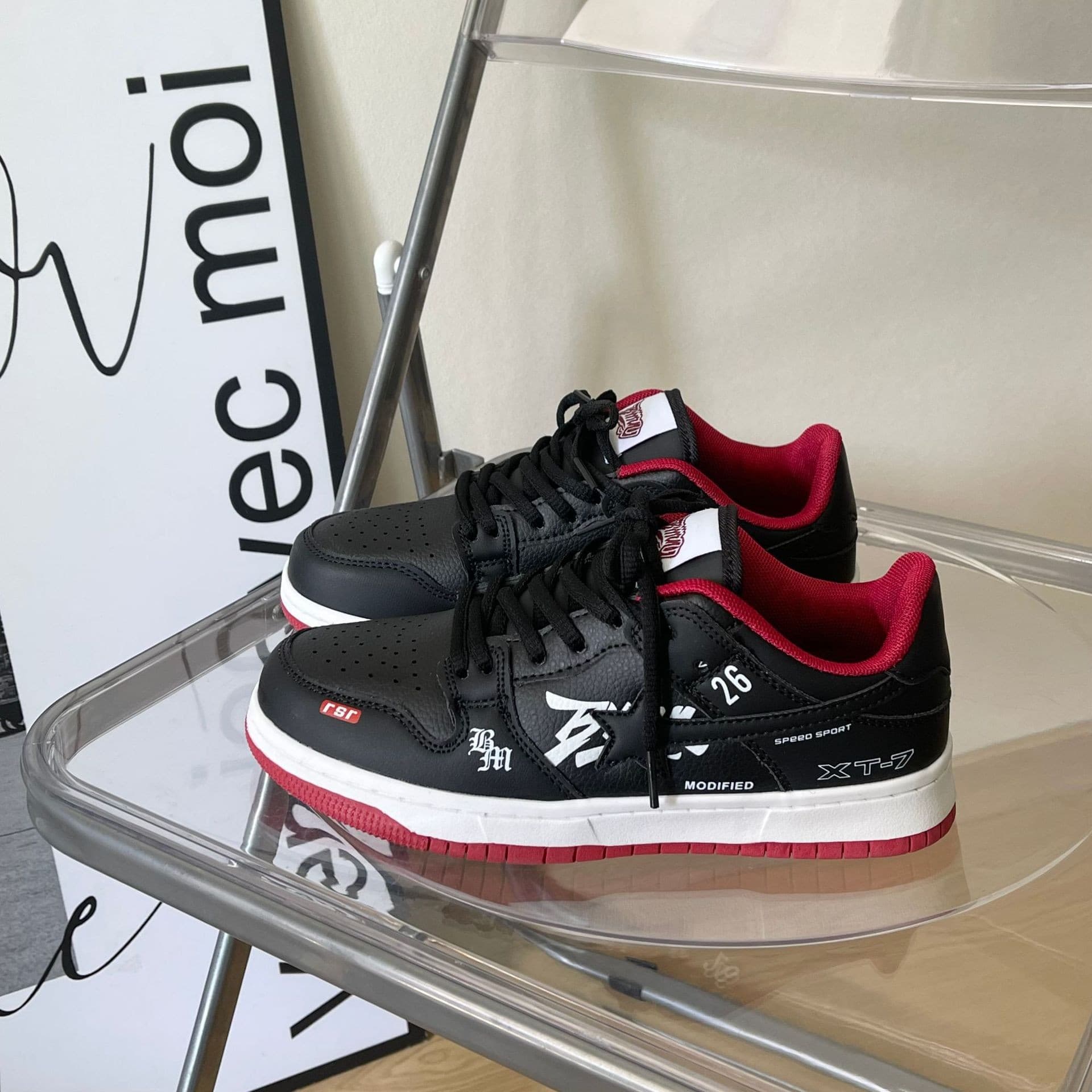 National trend ins style niche retro contrasting meteor moral training shoes men's chic couple light casual sports skateboard shoes