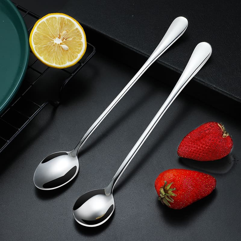Stainless steel long-handled stirring spoon, ice spoon, coffee spoon, high-value, light luxury household eating spoon, soup spoon, rice spoon