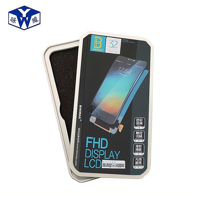 LCD Screen Tin Box Packaging Apple Huawei Xiaomi Phone Case Tempered Glass Metal Tin Box Custom