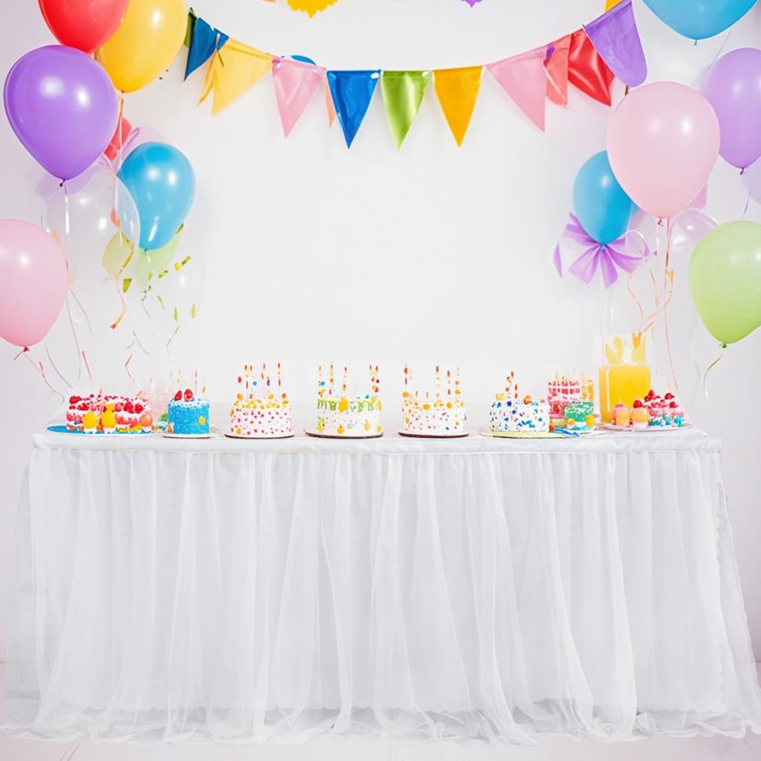 Cross-border double-layer cloth gauze one-piece table skirt with golden edge white wedding holiday birthday party decoration wedding table skirt