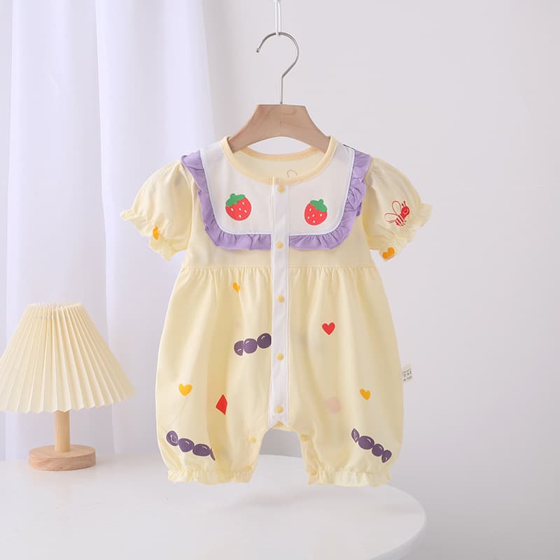 Baby Girl Summer Clothes Short-sleeved Pure Cotton 3-6-9-12 Months Baby Bodysuit Stylistics Super Cute