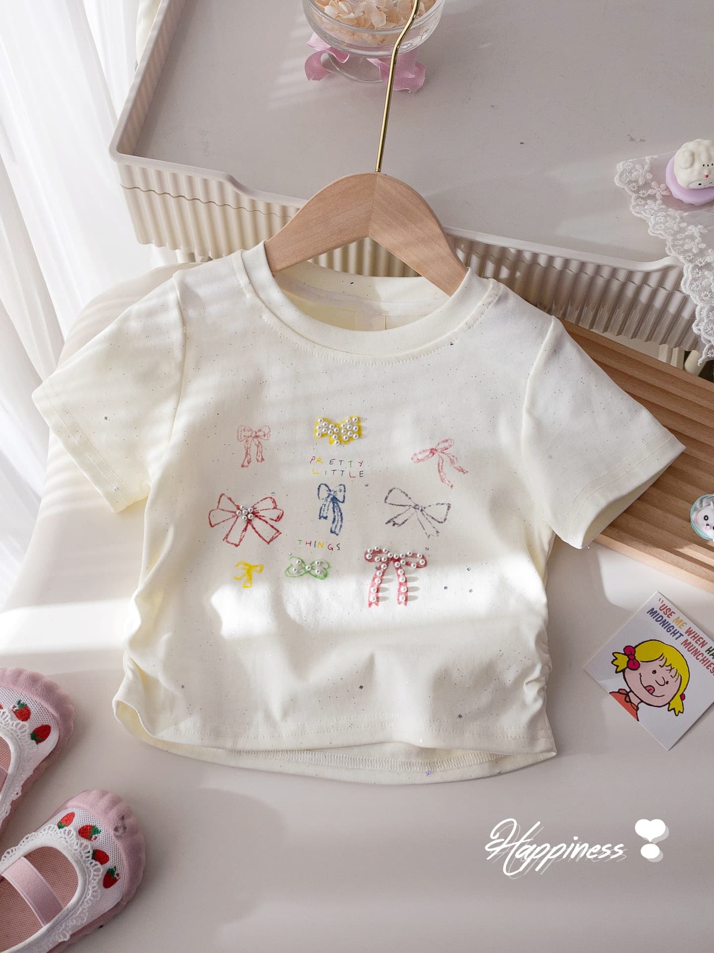 Girls Short Sleeve T-Shirt Summer New Korean Style Slim Fit Printed Half Sleeve Clothes Baby Summer Wear Fashionable Top