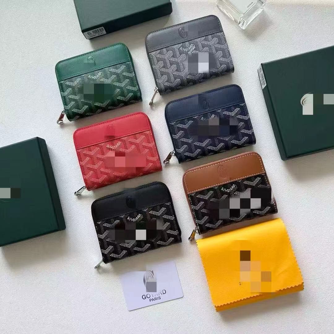 2025 New Trendy Korean Style Short Zipper Wallet for Men and Women, Goyard Wallet with Print, Dog Tooth Coin Card Holder