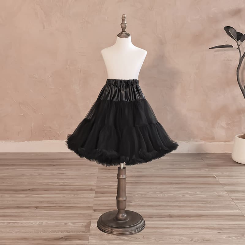 45CM Petticoat Lolita Daily Boneless Soft Tulle Lolita Puffy Skirt Cloud Halloween Cos Performance Black
