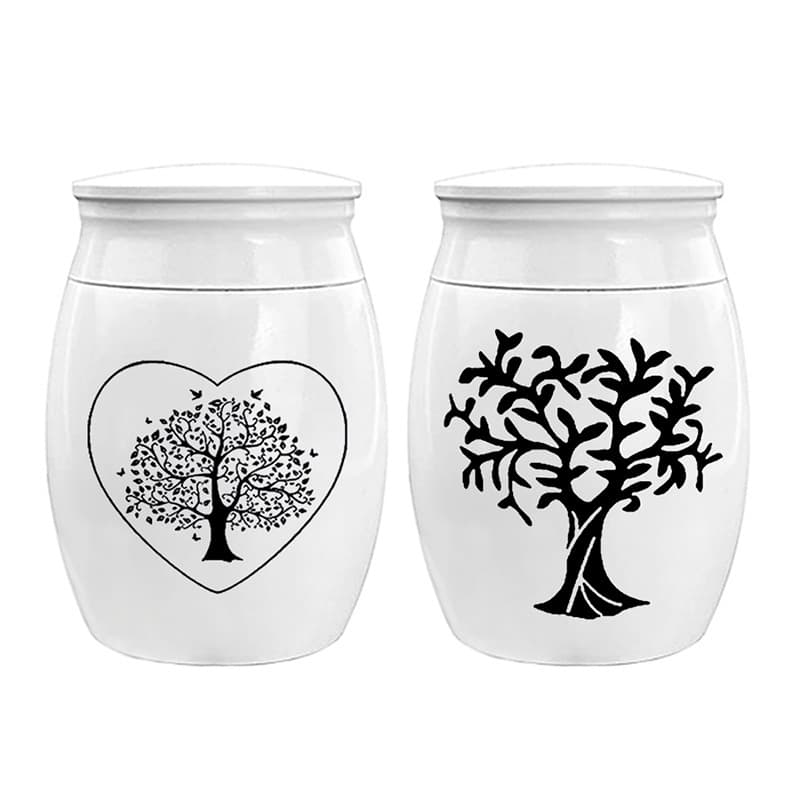 Export hot seller: White ash container, loved one/pet fur memorial jar, engraved scale, multi-color electroplated.