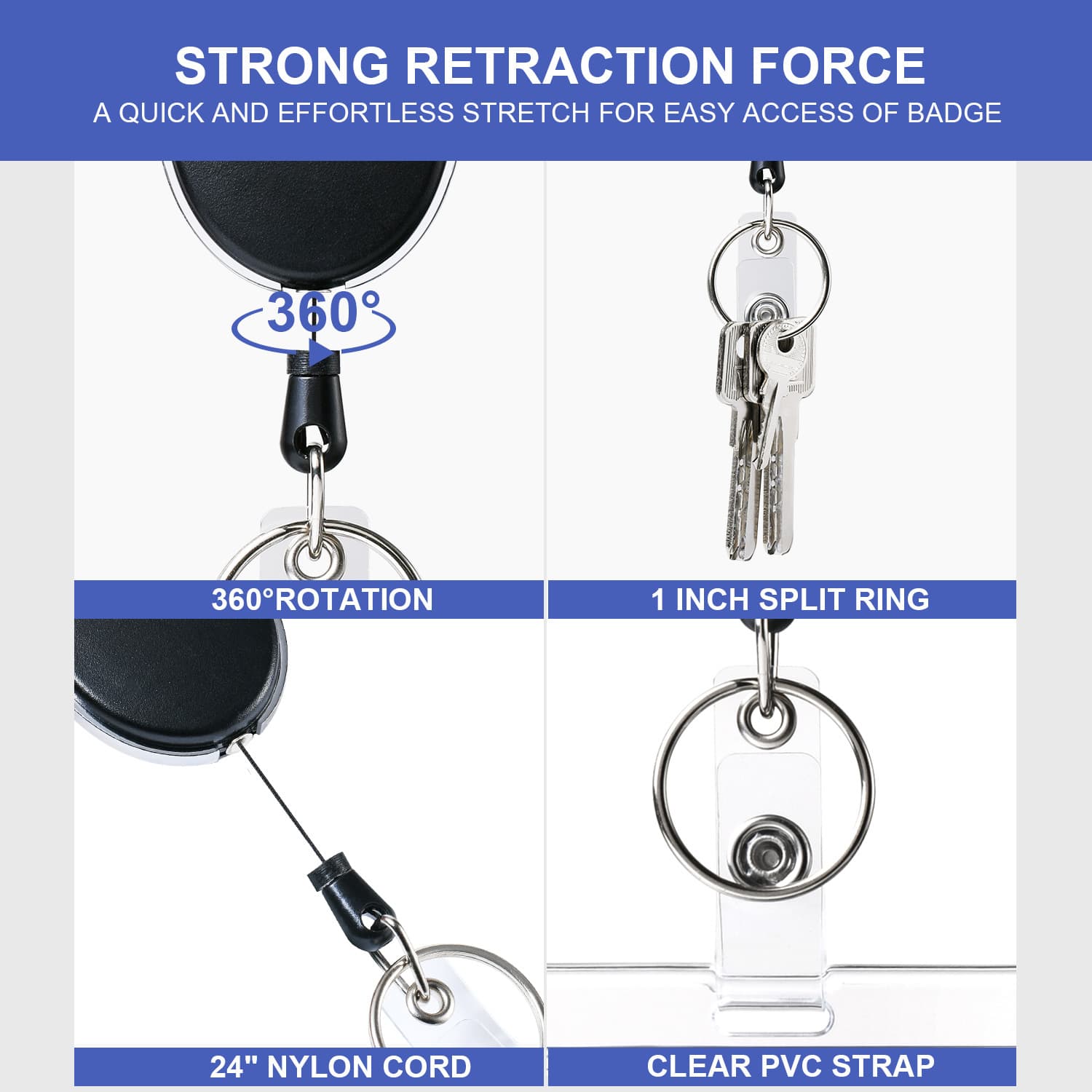 Amazon Hot Selling Oval Egg-Shaped Retractable Badge Reel with Dual-Purpose Transparent PS Dual Card Slot ID Badge Holder