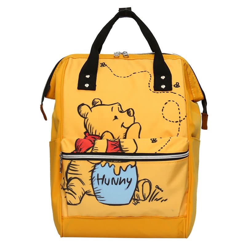 Stylish Cartoon Print Large-Capacity Water-Resistant Diaper Backpack with Bottle and Diaper Storage