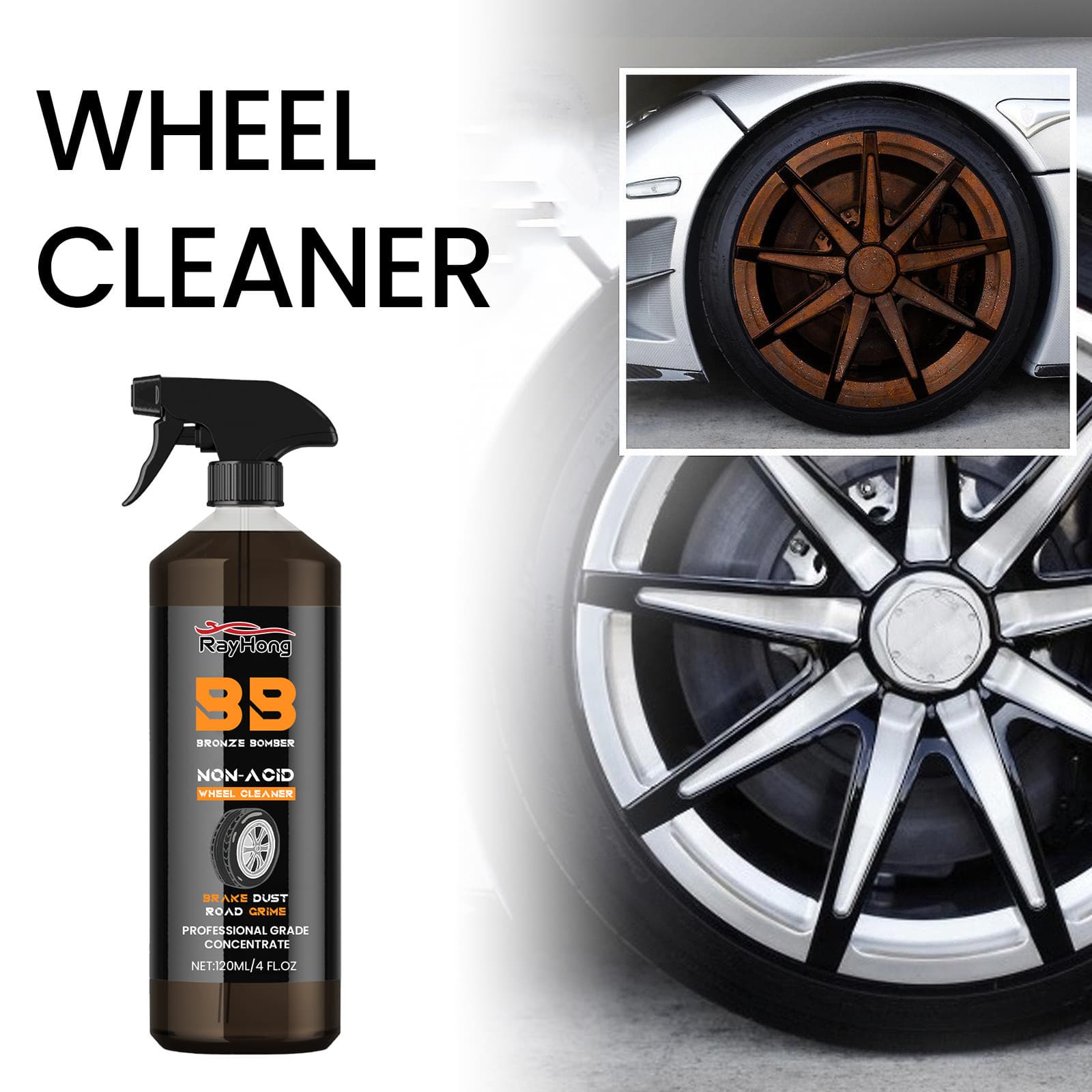 Rayhong Car Wheel Cleaner Renovation Cleaning and Decontamination Car Wheel Hub Care Multi-Purpose Cleaning Agent
