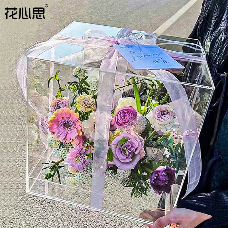 Flower gift box flower shop high transparency thickened dream garden eternal flower gift box rich flower gift box acrylic flower box