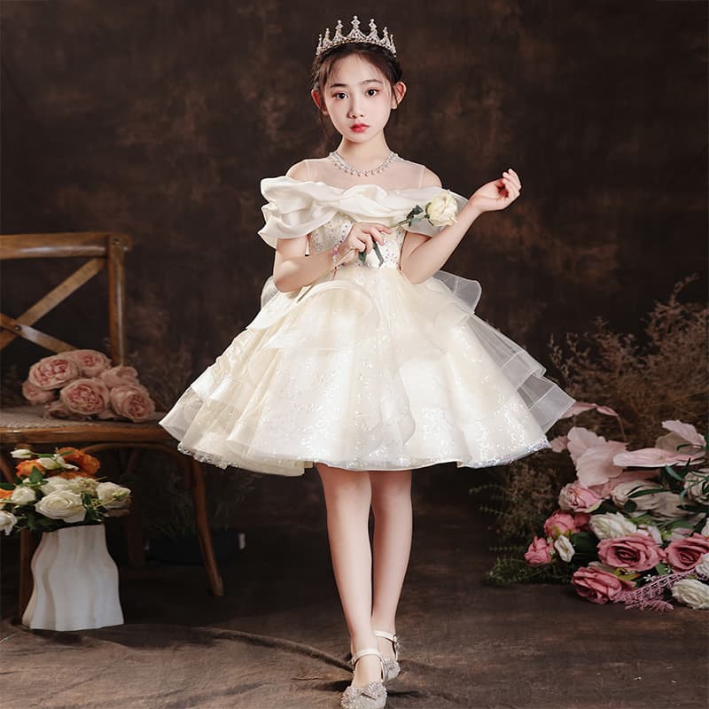 Girl's Birthday Princess Dress, Elegant Flower Girl Dress for Wedding, Children's Hosting Piano Performance Outfit, Summer