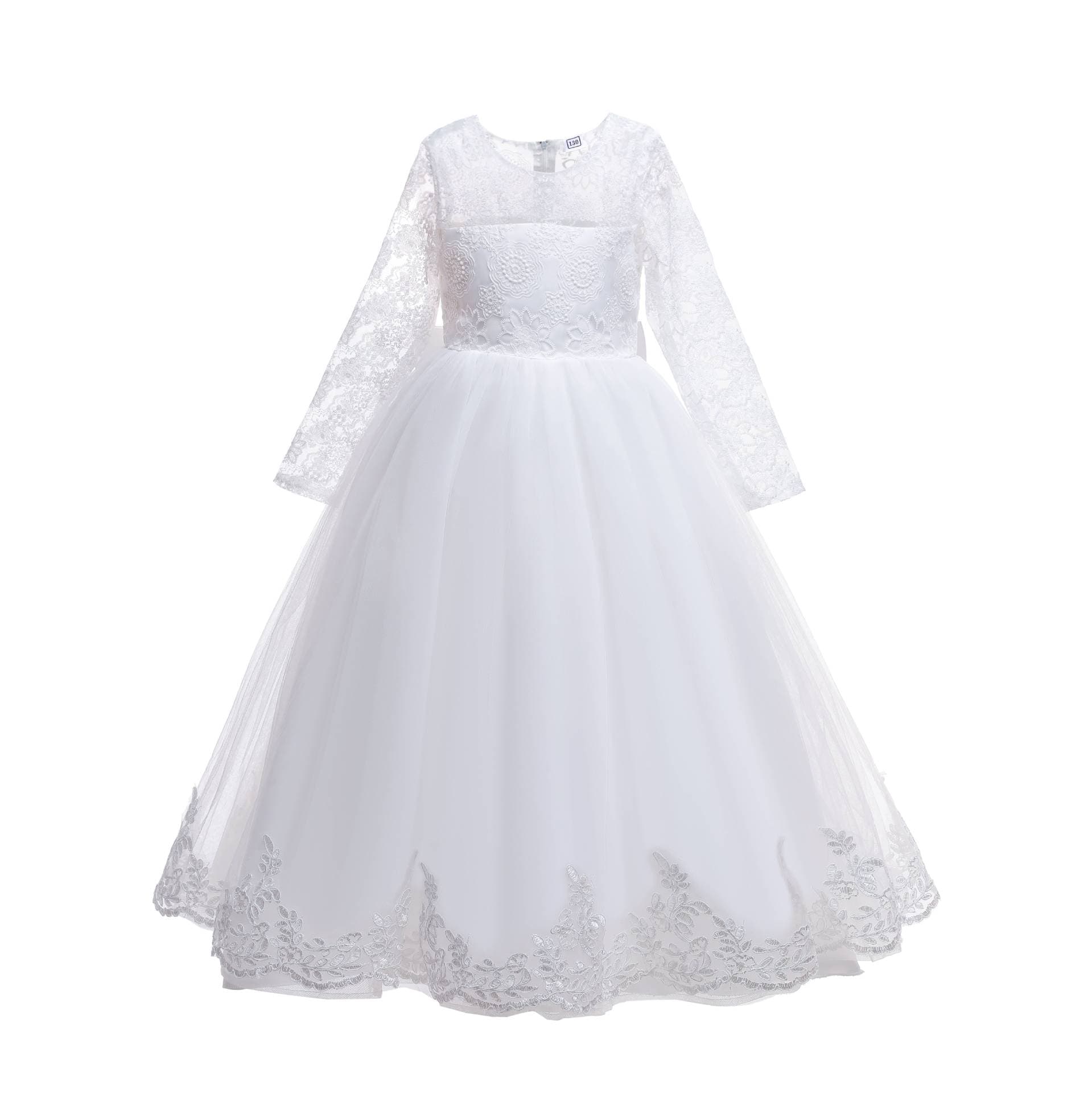 Girls White Ball Gowns Kids Long Wedding Party Dresses