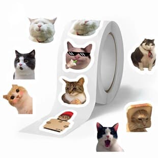 500 Stickers Cute Funny Cat Meme Roll Stickers Creative DIY Birthday Gift Seal Stickers Decorative Scrapbook
