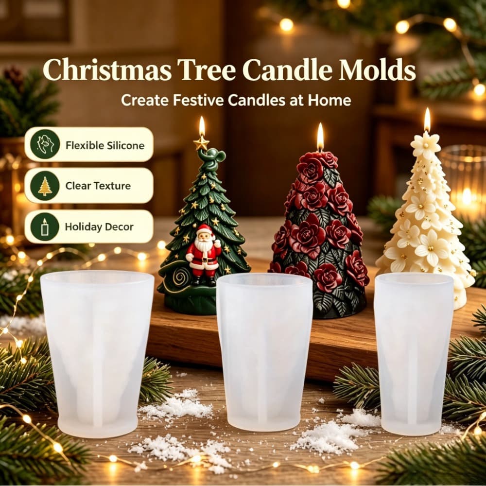 Three Styles Christmas Tree Silicone Candle Mold DIY Resin Clay Plaster Hand Casting Mold