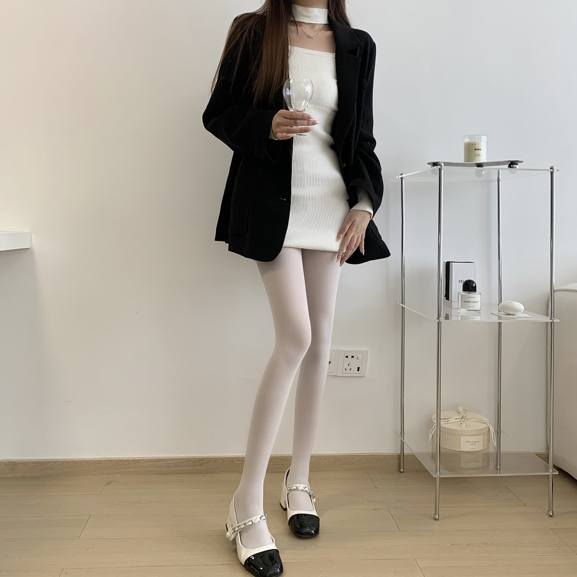 80D Velvet Soft High-Stretch Matte Base Tights White Dance Tights Nude Skin Tone Spring/Autumn Base Layer Leggings