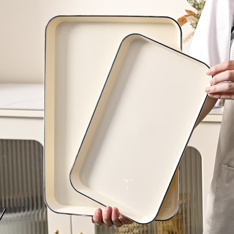 Tea tray serving tray rectangular plastic household living room for tea cups water cups plates fruit snacks storage plate luxury style