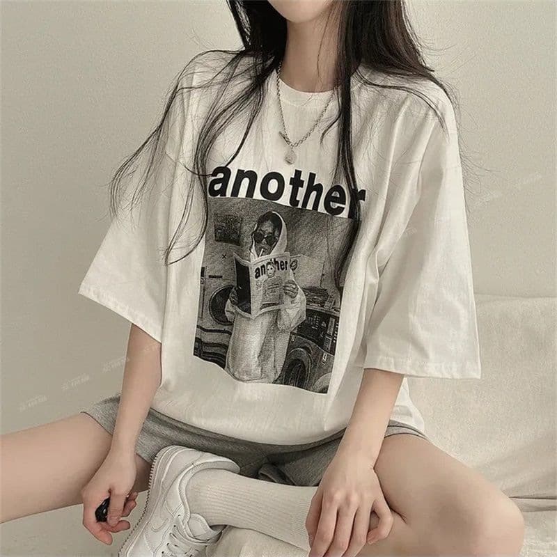 Japanese Style Vintage Short Sleeve T-Shirt Women's Loose Fit Korean Version INS Trendy 2024 Spring Summer New Arrival Medium-Le