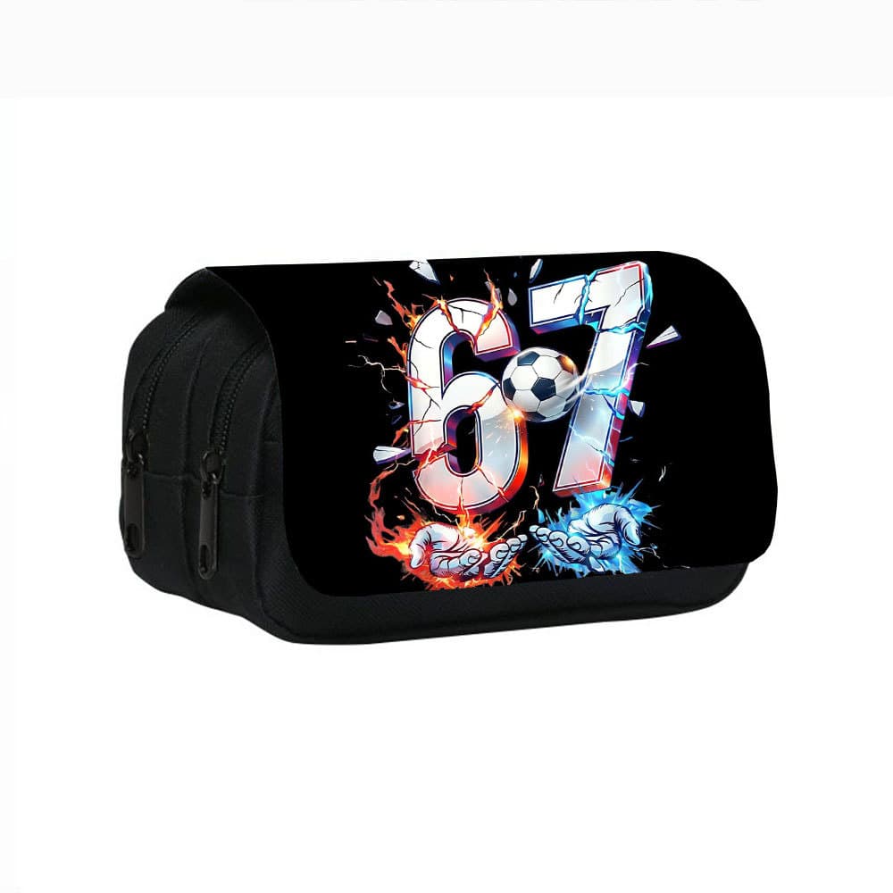 Cross-Border New Product Six Seven Printed Double-Layer Pencil Case Number 67 Pencil Pouch for Primary and Secondary School Students and Children