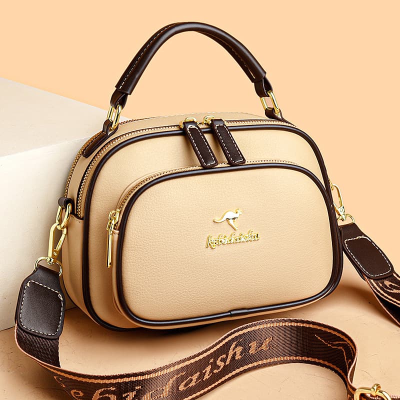 Kangaroo Multi-Layer Apple Bag for Mom, Fashionable Niche Shoulder Crossbody Handbag, New Cross-Border Boston Bag for Women