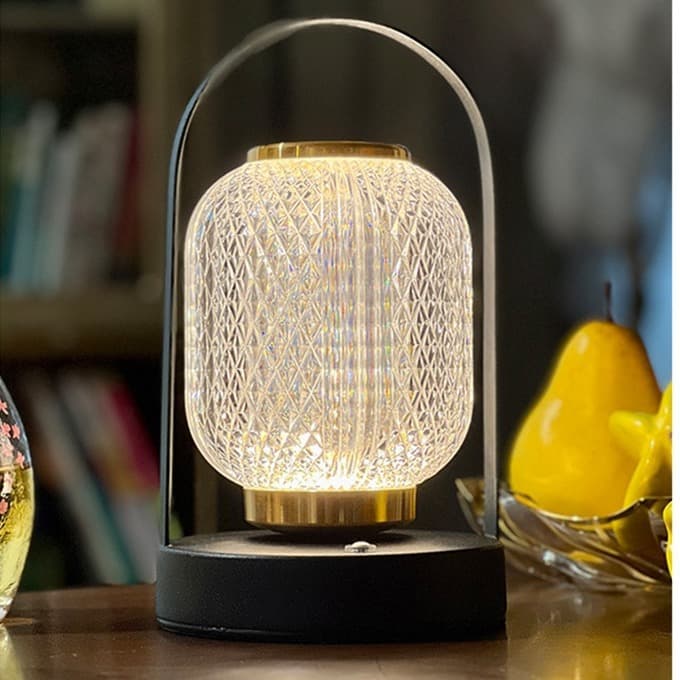 European Style Multi-Functional Portable Night Lamp LED Light Touch Switch Acrylic Shade Home Decor Emergency Charging Bedside Table Lamp Luxury Home Decoration Piece