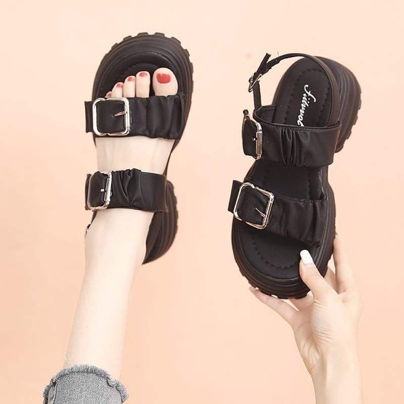 Songgao Chunky Sole Platform Sandals with One-Strap Design for Women 2025 Summer New Style, Height-Increasing and Versatile Roman Sandals for Petite Women