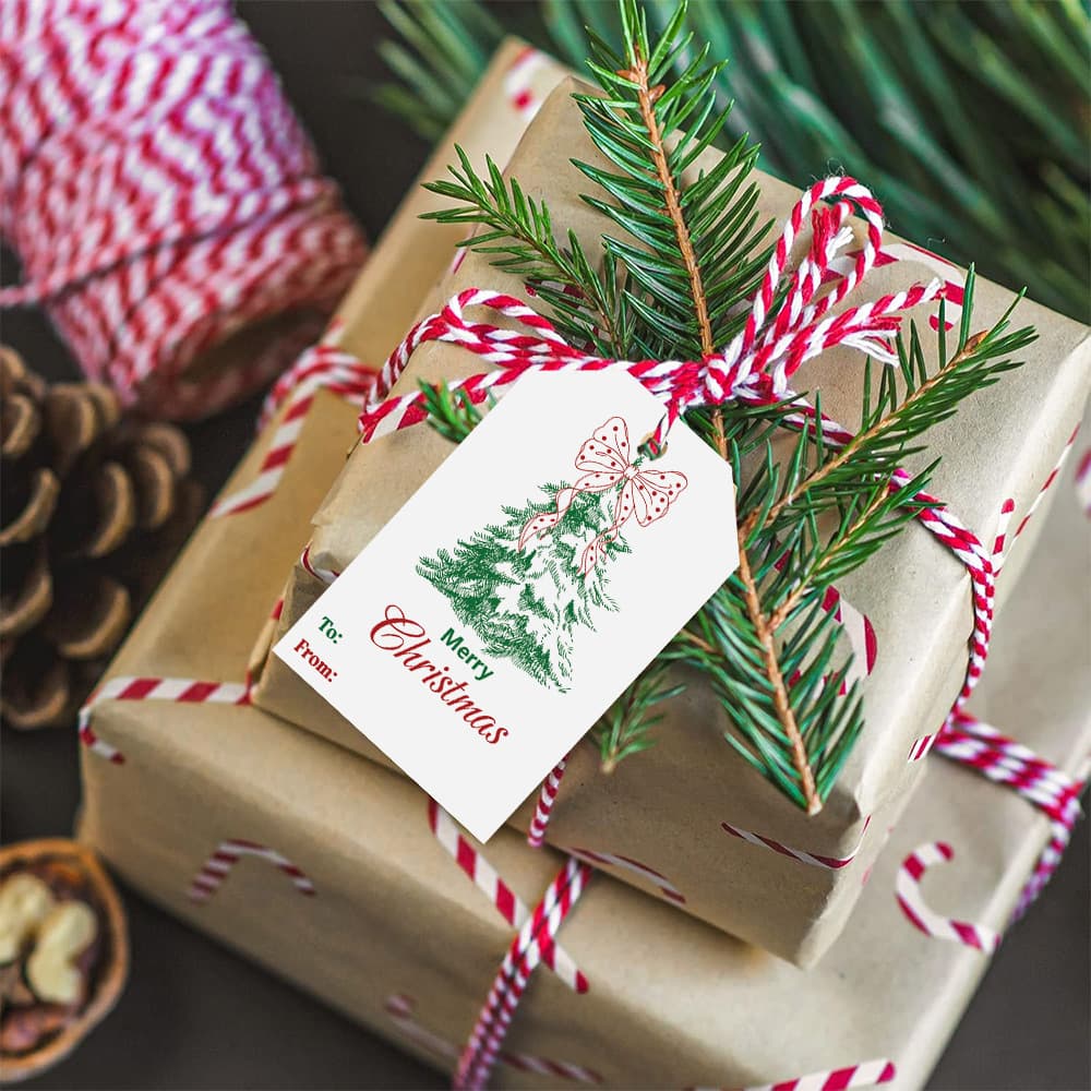 Hot-selling Christmas tree tags, gift labels, Christmas star pendants, single-sided colored signs, and holiday decorations for export.