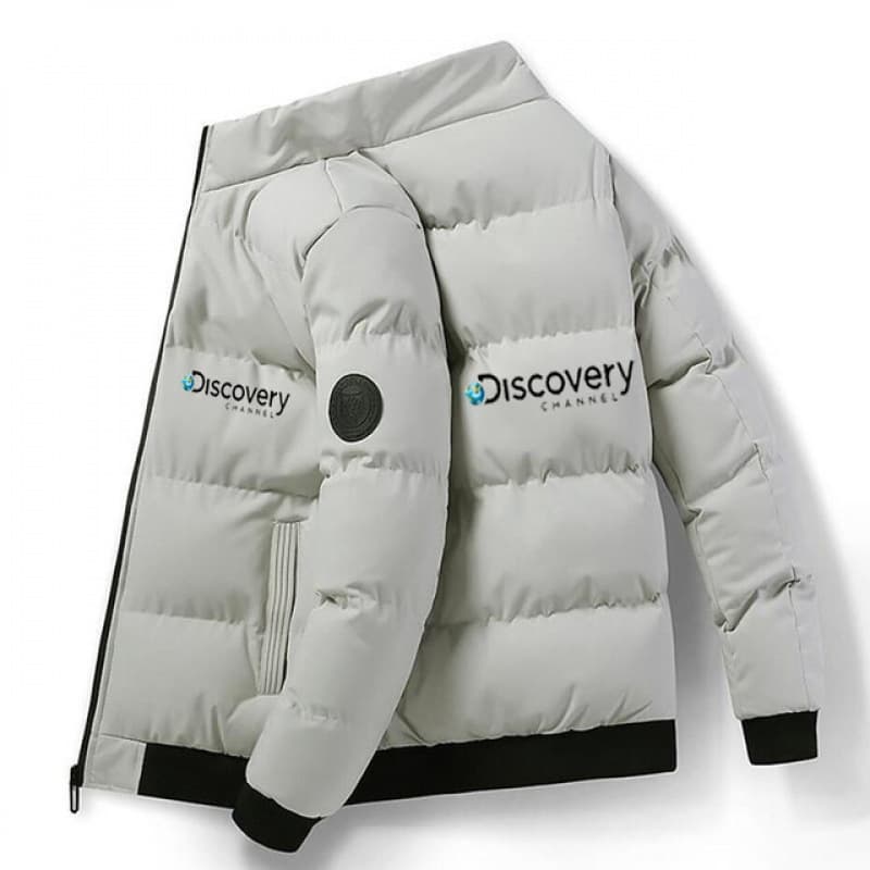 Discovery Channel Fall/Winter Casual Zip-Up Bomber Jacket with Scarf Collar Fashion Men's Cotton Coat