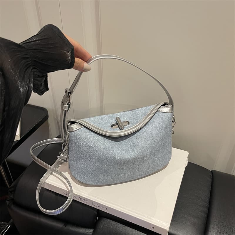 Korean Retro Denim Bag for Women 2026 Summer New Crossbody Bag Handbag Niche Ingot Bag Dumpling Bag