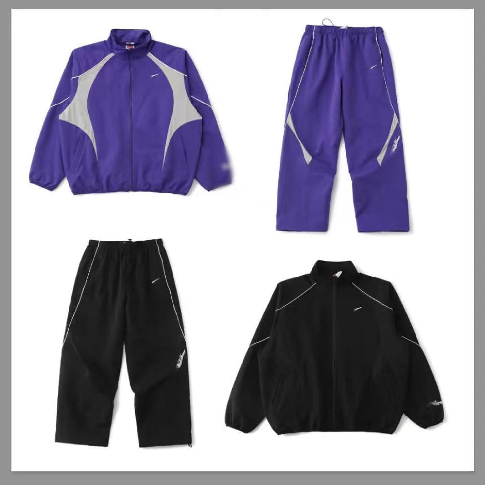 Cross-border Celebrity Same Style Suprex Ni Collaboration Embroidered Cuff Zip Jacket Unisex Sportswear Set