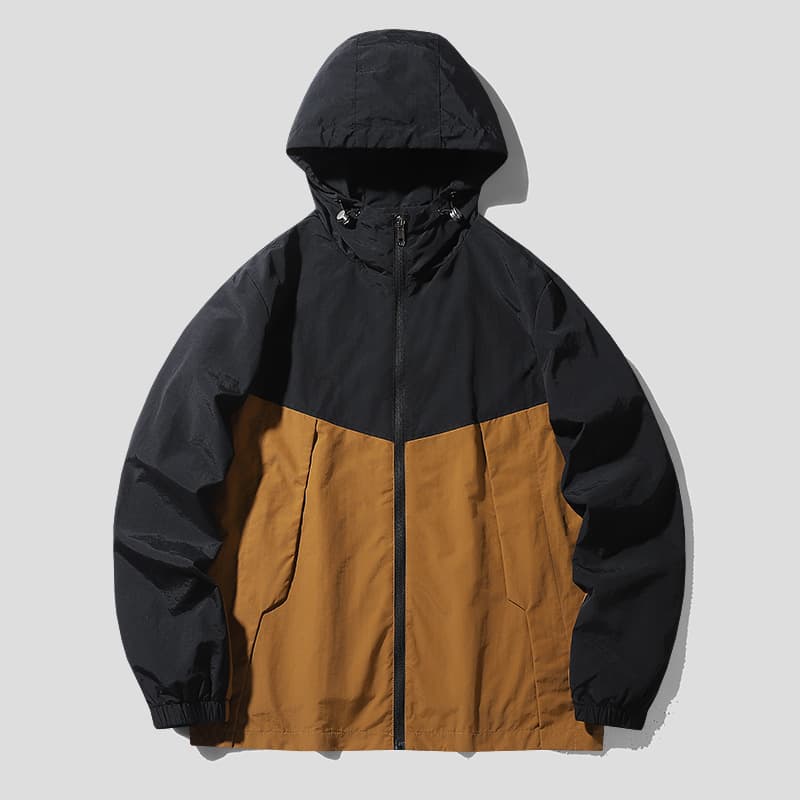 American Style Men's Spring/Autumn Loose Hooded Jacket Outdoor Hiking Windbreaker Casual Jacket