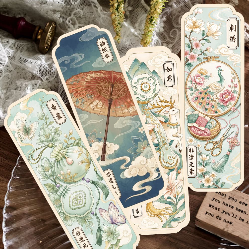 24 gift boxed intangible cultural elements bookmarks creative materials reading paper cultural and creative small gifts reading annotation cards