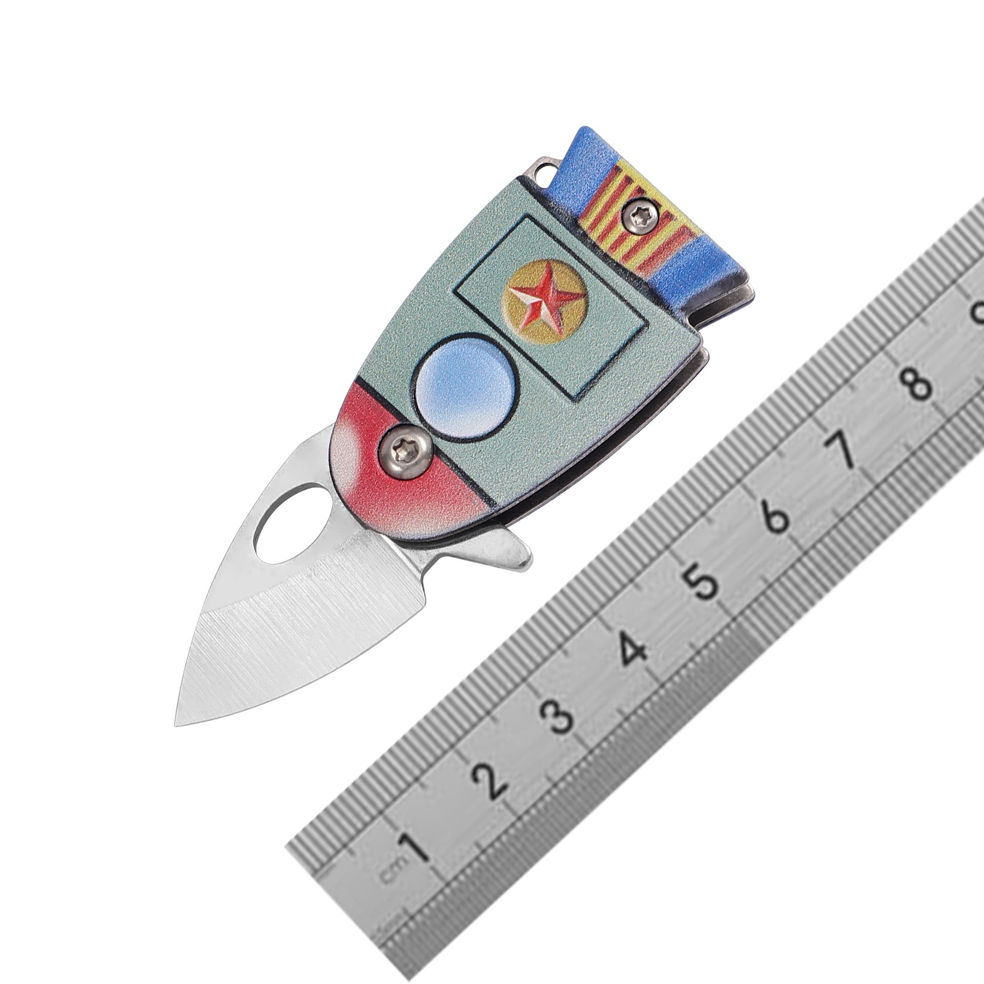 Mini outdoor convenient folding knife, small fish-shaped EDC folding knife, key knife, camping mini peeling knife