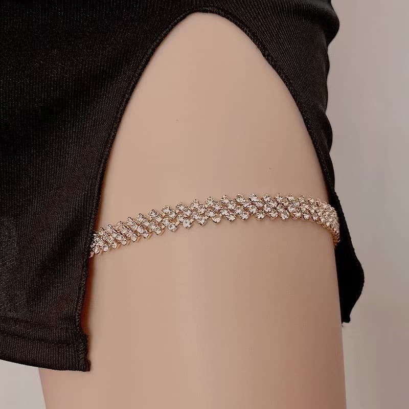 Cross-border European and American Rhinestone Wedding Dress Accessories, Internet Celebrity Women's Daily Geometric Versatile Body Chain Leg Chain