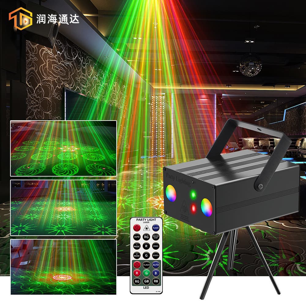 New 10W Square Dual-Hole LED Mini Laser Light, Sound-Activated Remote Control, 32 Patterns, Disco Party Stage Atmosphere Light