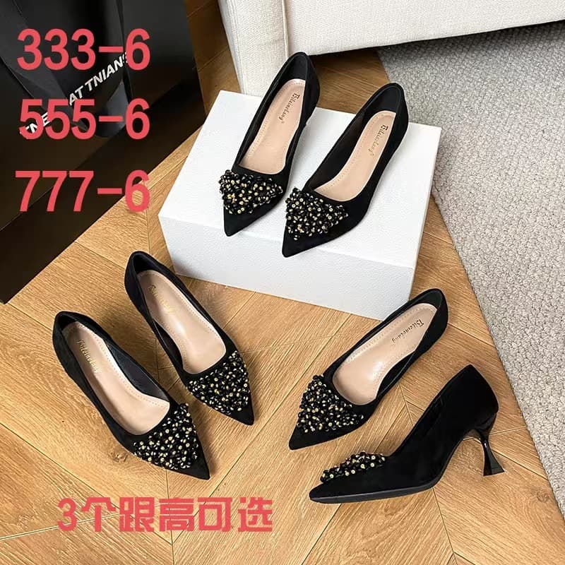 Stunning rhinestone high heels for women 2025 new spring and autumn royal lady temperament pointed toe stiletto shoes black evening dress