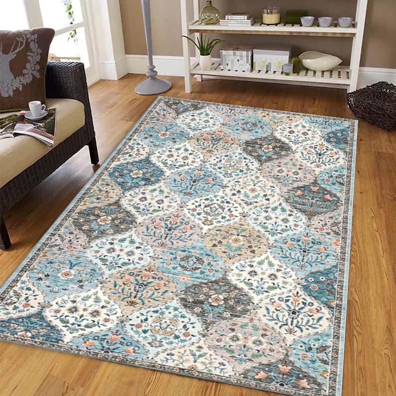 Nordic Geometric Living Room Full Coverage Carpet, Vintage Tropical Plant Animal Carpet, Bedroom Carpet, Office Carpet