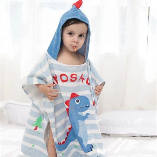 Children's Bath Towel Cape, Pure Cotton, Cartoon Hooded Towel Fabric, Baby Summer Beach Poncho, Wearable