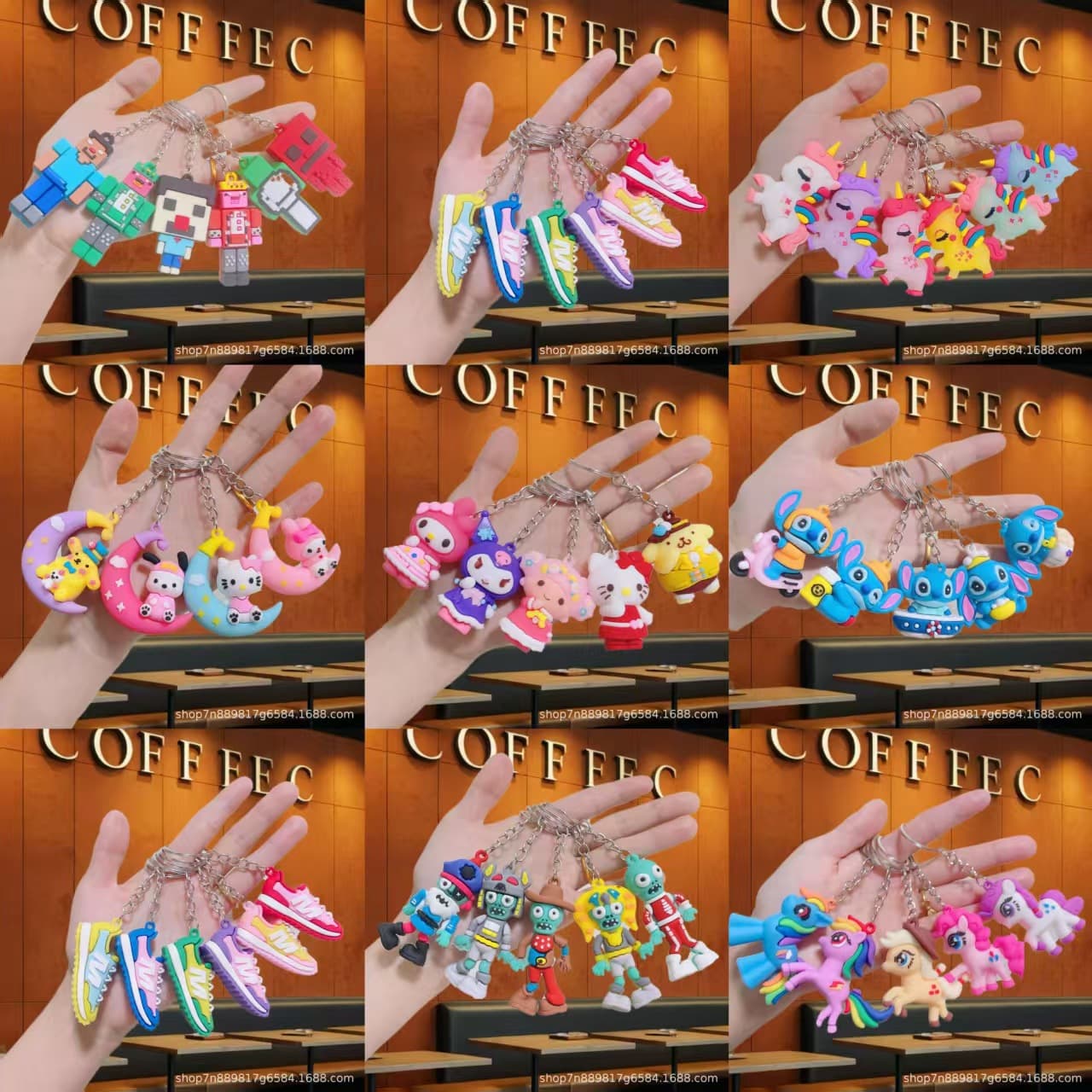 Cartoon keychain doll pendant wholesale mixed PVC doll student children doll night market small gifts