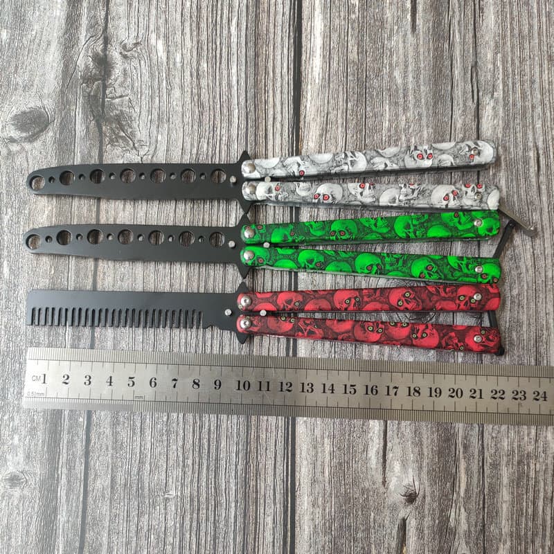 Factory Direct Sale Practice CSGO Folding Skull Head Butterfly Comb Training Swing Comb Oil Head Hardware Tools