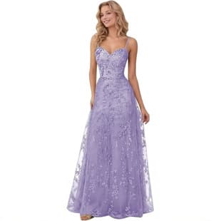 European and American Style Spaghetti Strap Long Gown Lace Embroidery Full Skirt Dress, Graduation Prom Host Art Exam Performance Dress