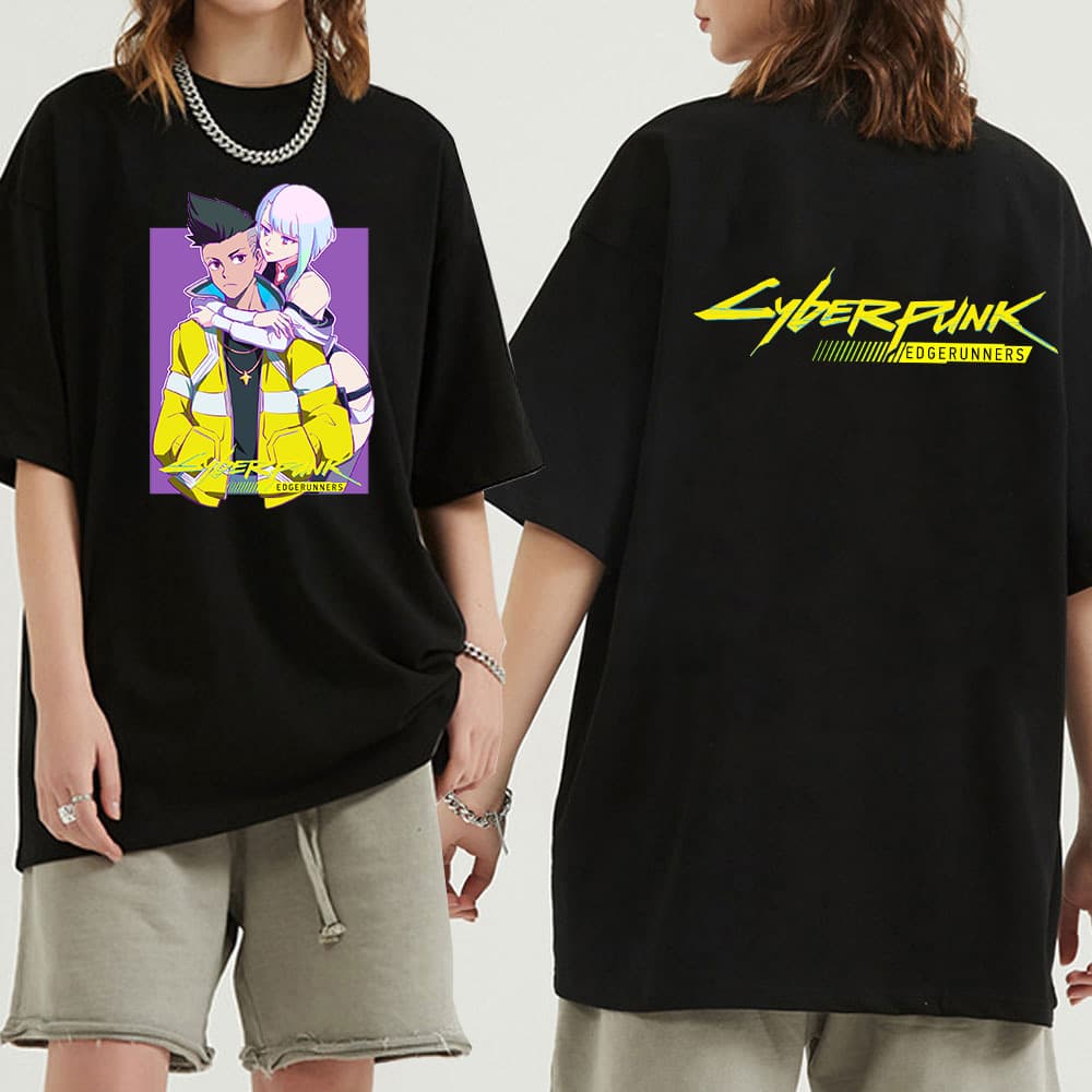 Cyberpunk: Edgerunners David & Lucy Couple Summer Round Neck T-Shirt Cross-Border Thin Short Sleeve