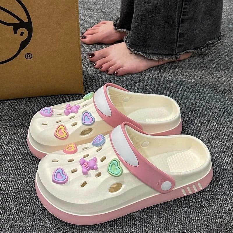Croc Shoes Women's 2025 Summer New Outer Wear Eva Anti-Slip Anti-Odor Thick-Soled Pregnant Women's Toe-Cap Sandals