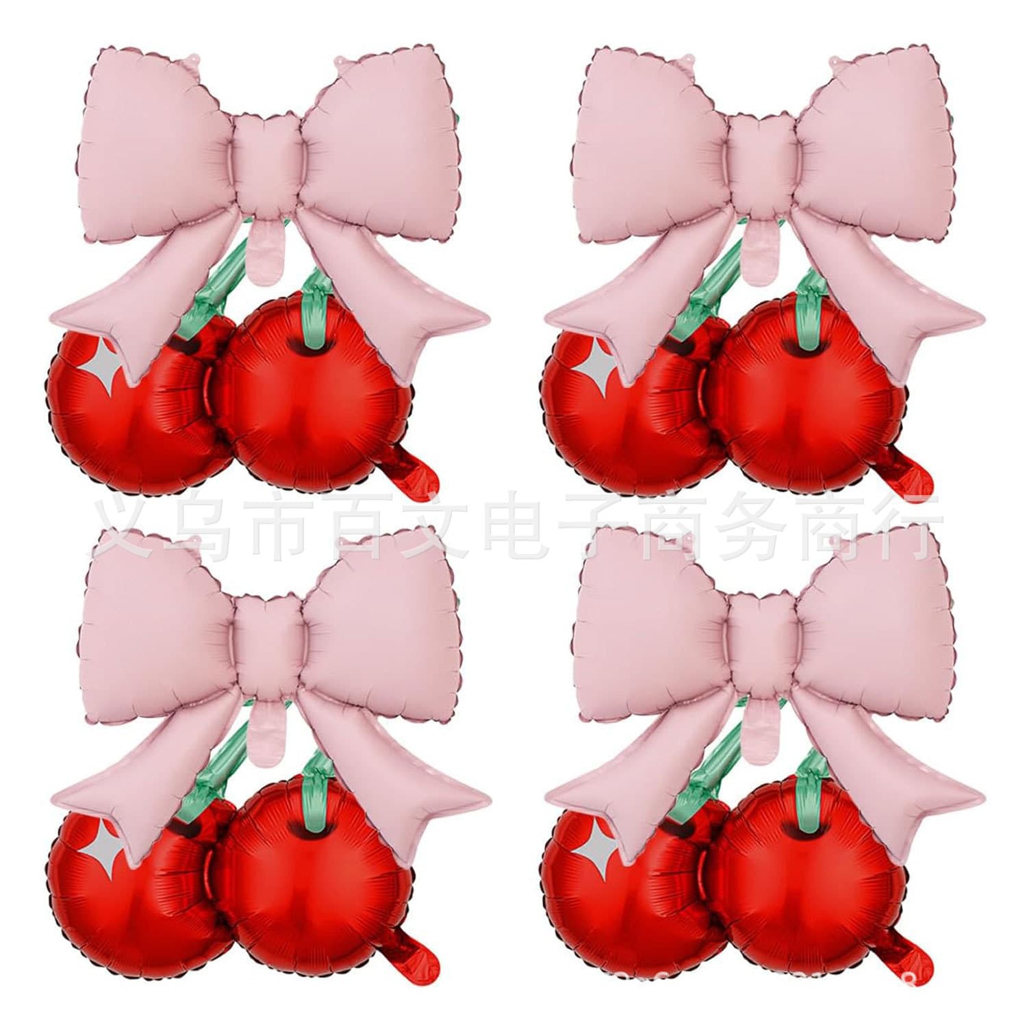 8 Pack Cherry Bow Aluminum Foil Balloon Set for Girls Birthday Wedding Party Decoration New Style Balloons