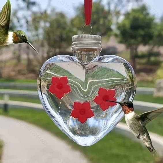 Hanging Hummingbird Feeder Heart-Shaped Flower Bird Feeder