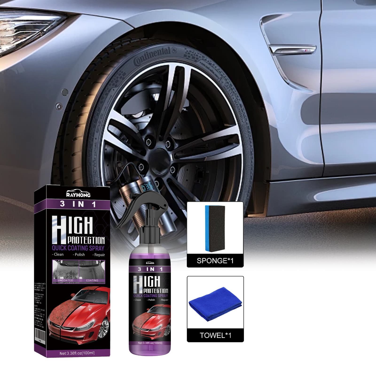 Rayhong 3-in-1 Coating Spray High Protection Quick Automotive Paint Spray Automatic Hand Paint Color Change and Cleaning
